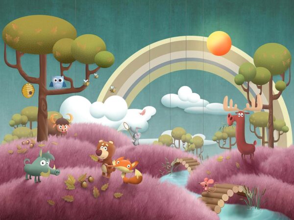 Scenă de desene animate cu animale și un râu u62475p 600x450 - Scenă de desene animate cu animale și un râu - tegory