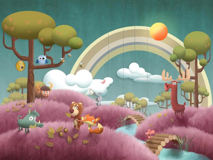Scenă de desene animate cu animale și un râu u62475p 900x675 - Scenă de desene animate cu animale și un râu - tegory
