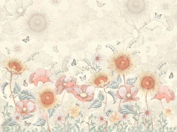 Wallpaper cu flori și fluturi Wallpaper cu flori și fluturi