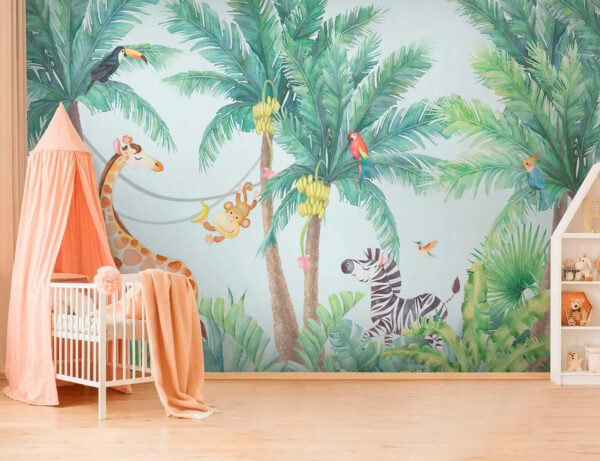 Girafă și zebră într-o junglă Girafă și zebră într-o junglă
