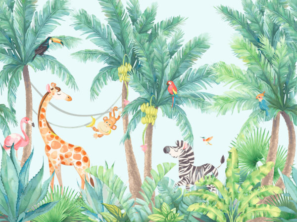 Girafă și zebră într-o junglă Girafă și zebră într-o junglă