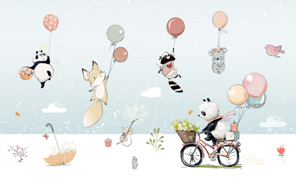 Desen animat de animale pe o bicicletă Desen animat de animale pe o bicicletă