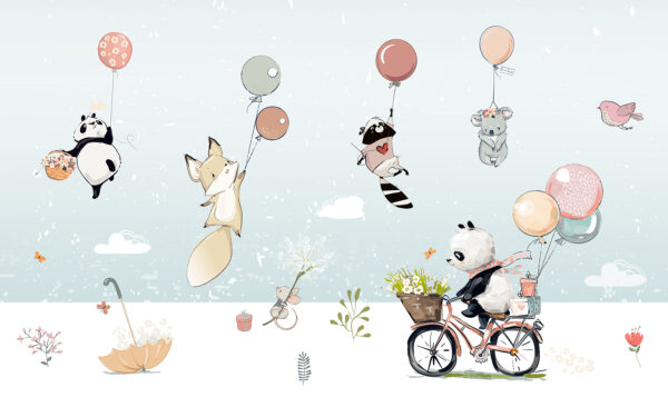 Desen animat de animale pe o bicicletă Desen animat de animale pe o bicicletă