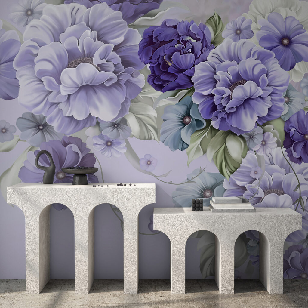 A group of purple flowers