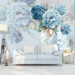Fototapet Aranjament floral albastru moale în floare