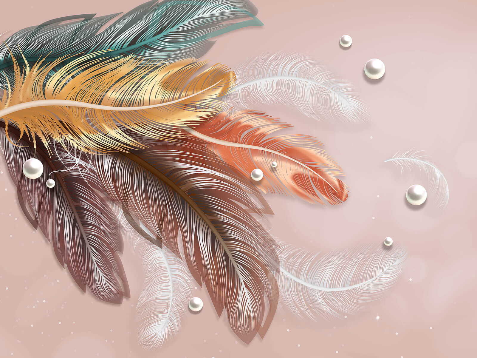 u59817p - Grup de pene colorate și perle - tegory