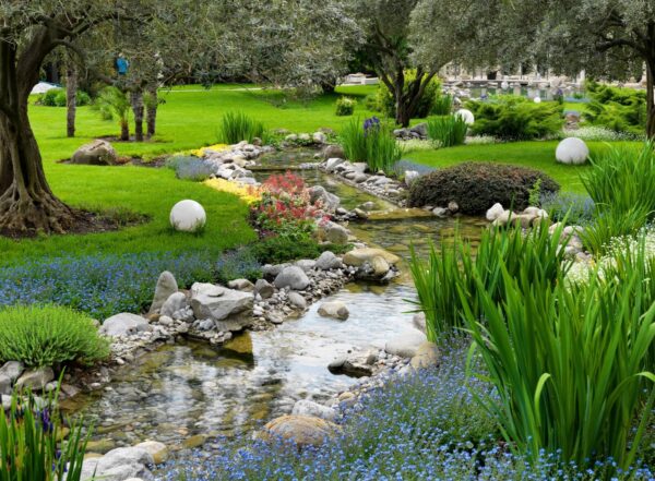 Râul curge printr-un parc Râul curge printr-un parc