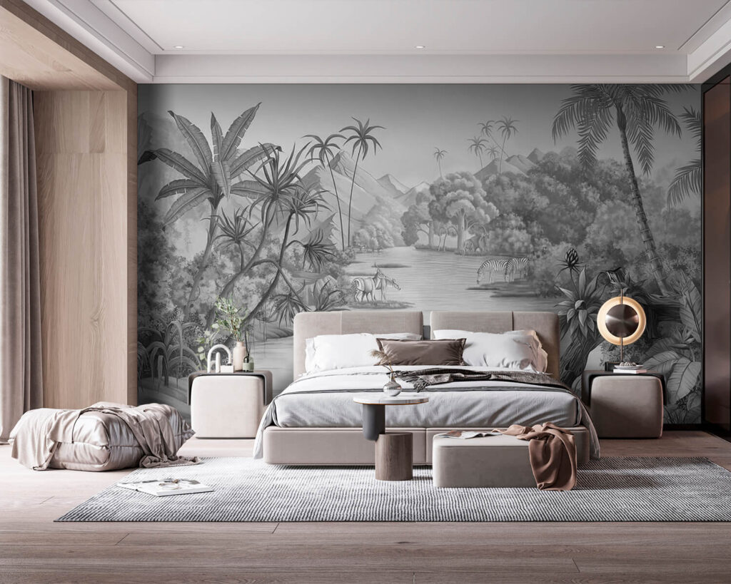 River with zebras and mountains