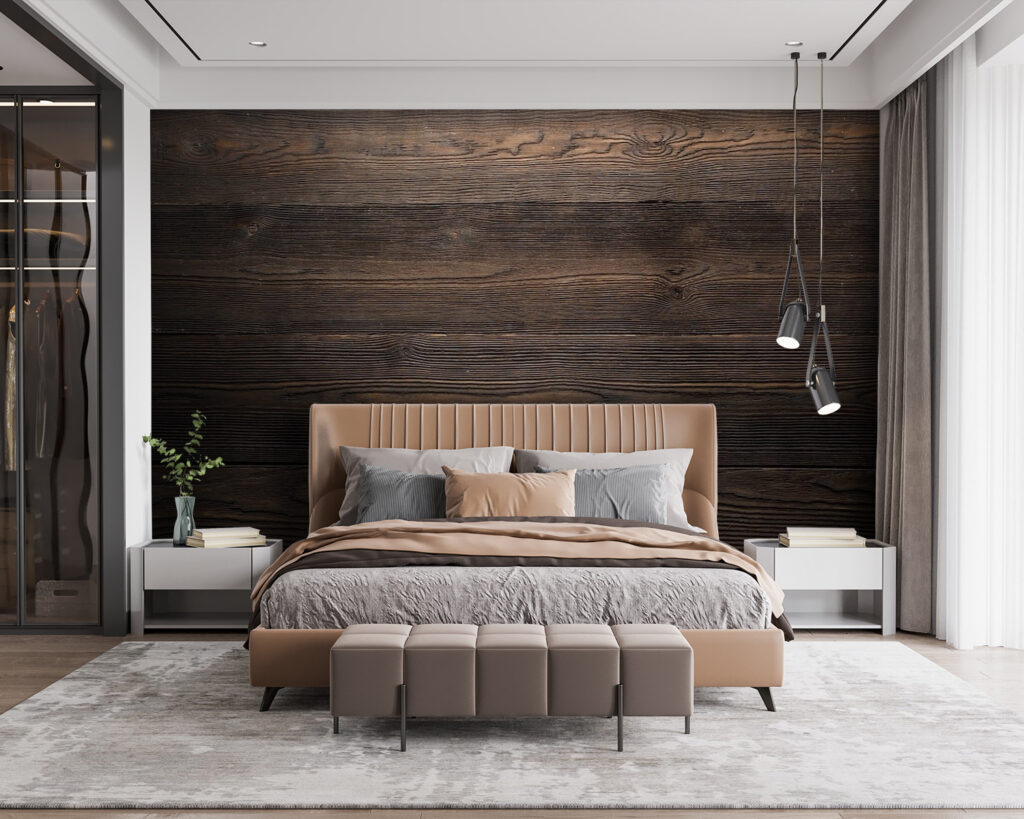 Dark wood surface with a few cracks