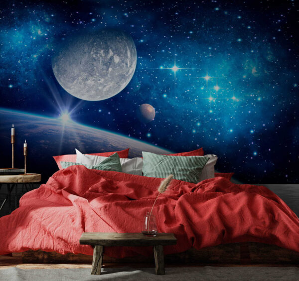Planeta și luna în spațiu Planeta și luna în spațiu