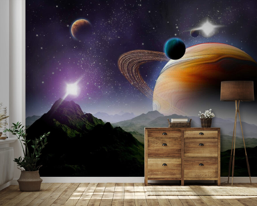 Fototapet Planete și stele în spațiu - imagine 2