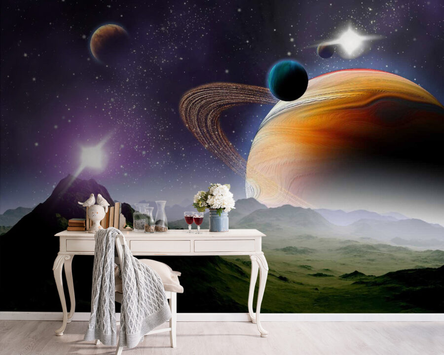 Fototapet Planete și stele în spațiu - imagine 3