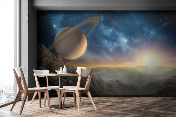 Planetă cu inele pe cer Planetă cu inele pe cer