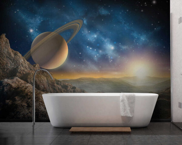 Planetă cu inele pe cer Planetă cu inele pe cer