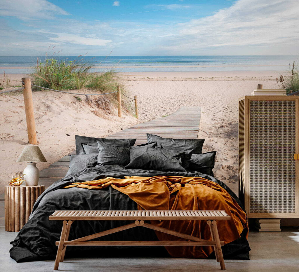 Wooden walkway leading to a beach