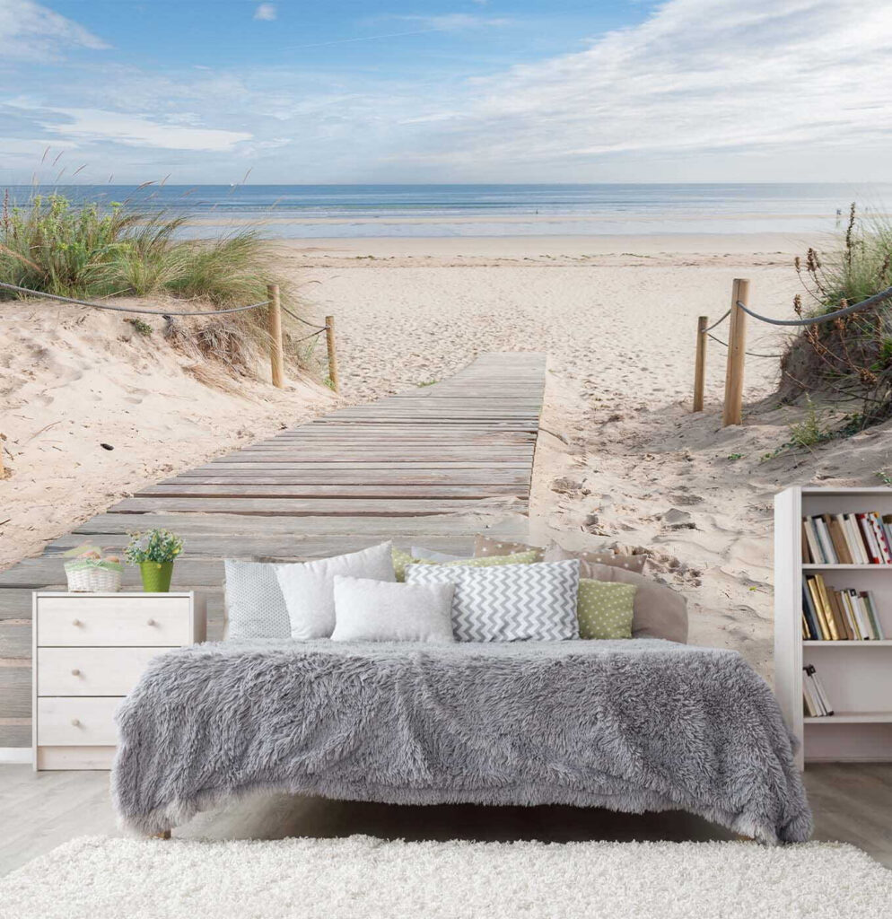 Wooden walkway leading to a beach