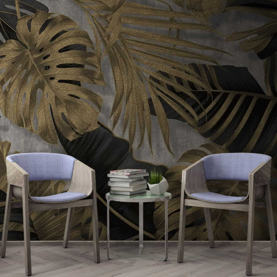 Frunziș tropical elegant pe un fundal texturat