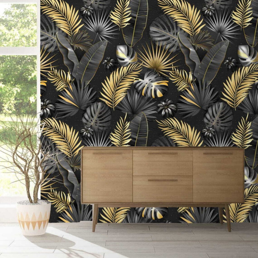Frunze tropicale elegante în monocrom.