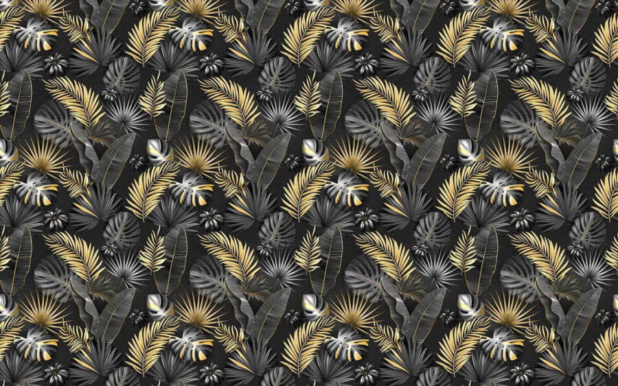 Frunze tropicale elegante în monocrom.