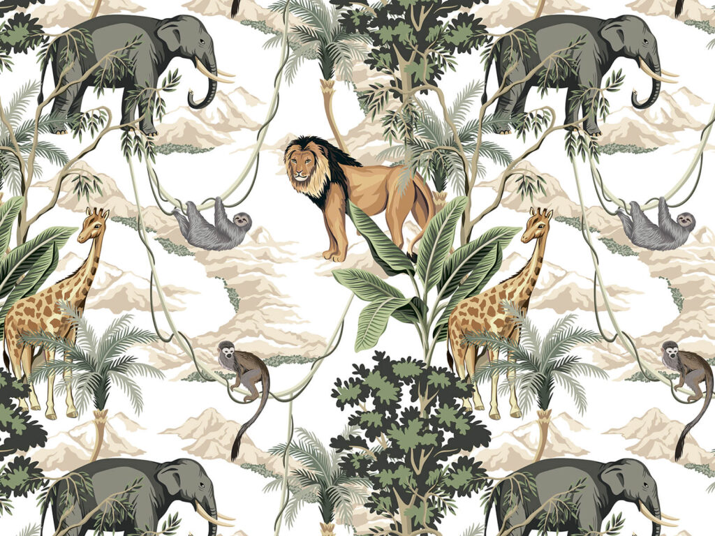 Wallpaper cu animale și copaci Wallpaper cu animale și copaci