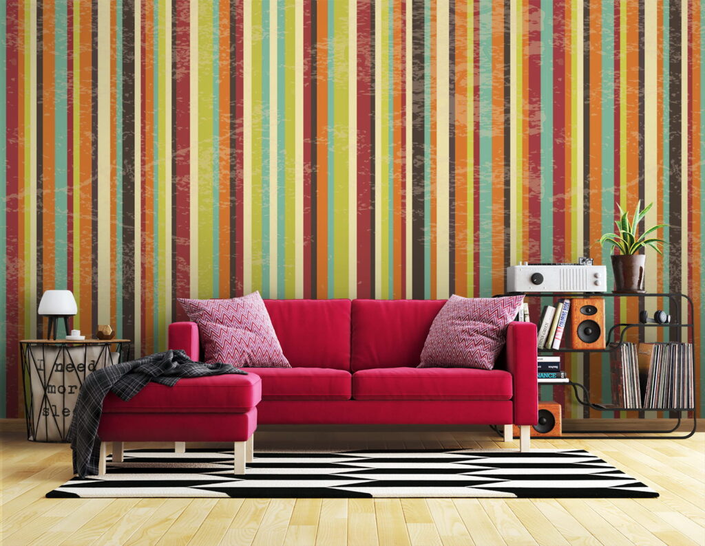 Colorful striped background with different colors