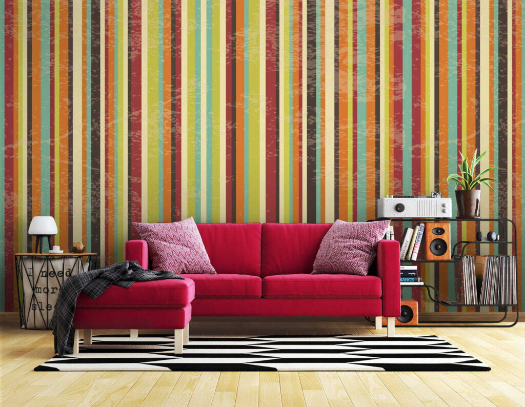 Colorful striped background with different colors