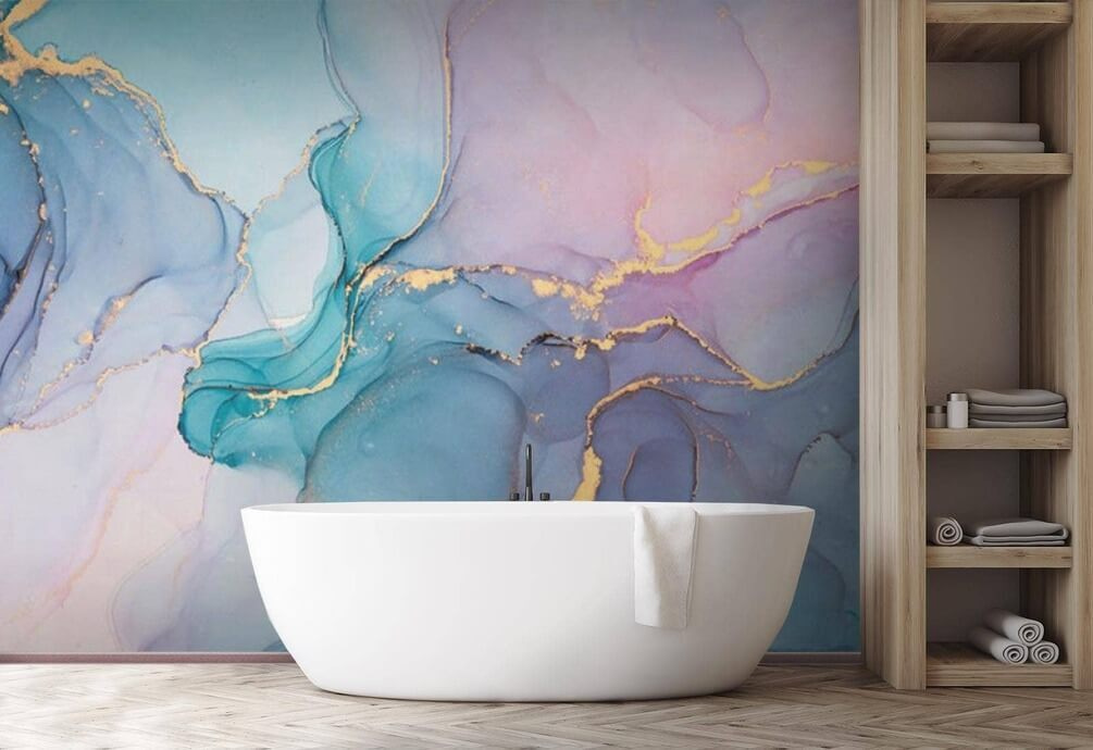 Serene abstract waves of cool colors