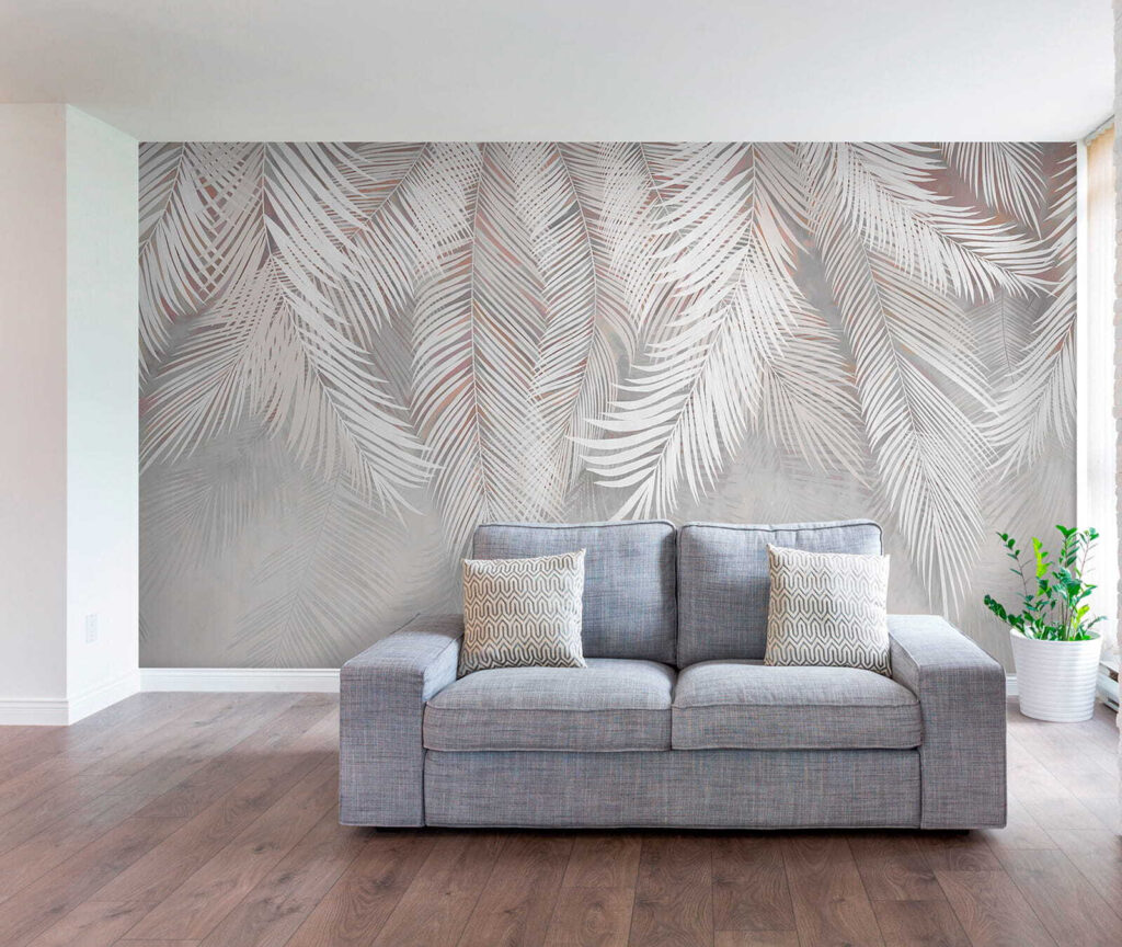 White leaves on a gray background