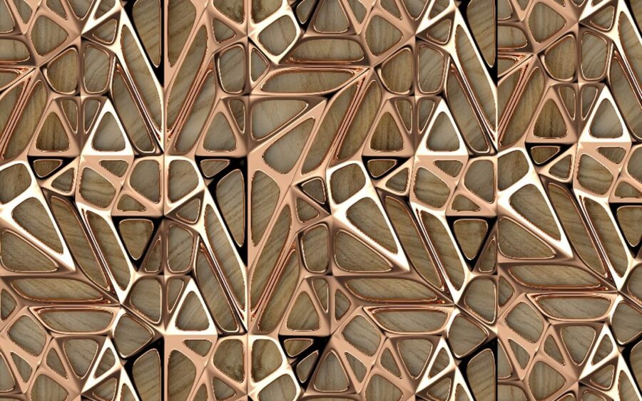 Fototapet Model geometric complex în tonuri calde. - imagine 2