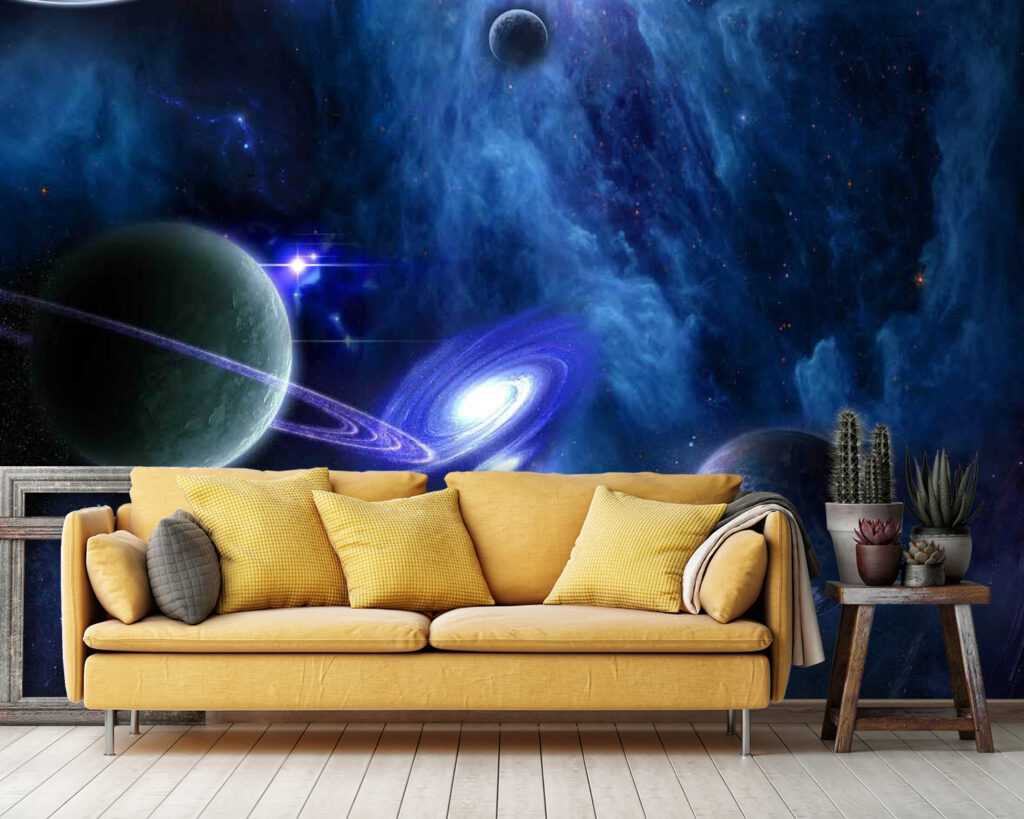 Planets in space with planets and stars