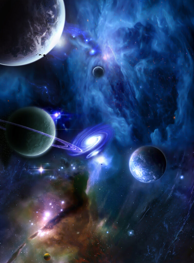 Planete în spațiu cu planete și stele Planete în spațiu cu planete și stele