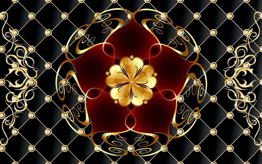 Fototapet Design floral elegant pe fundal negru - imagine 5