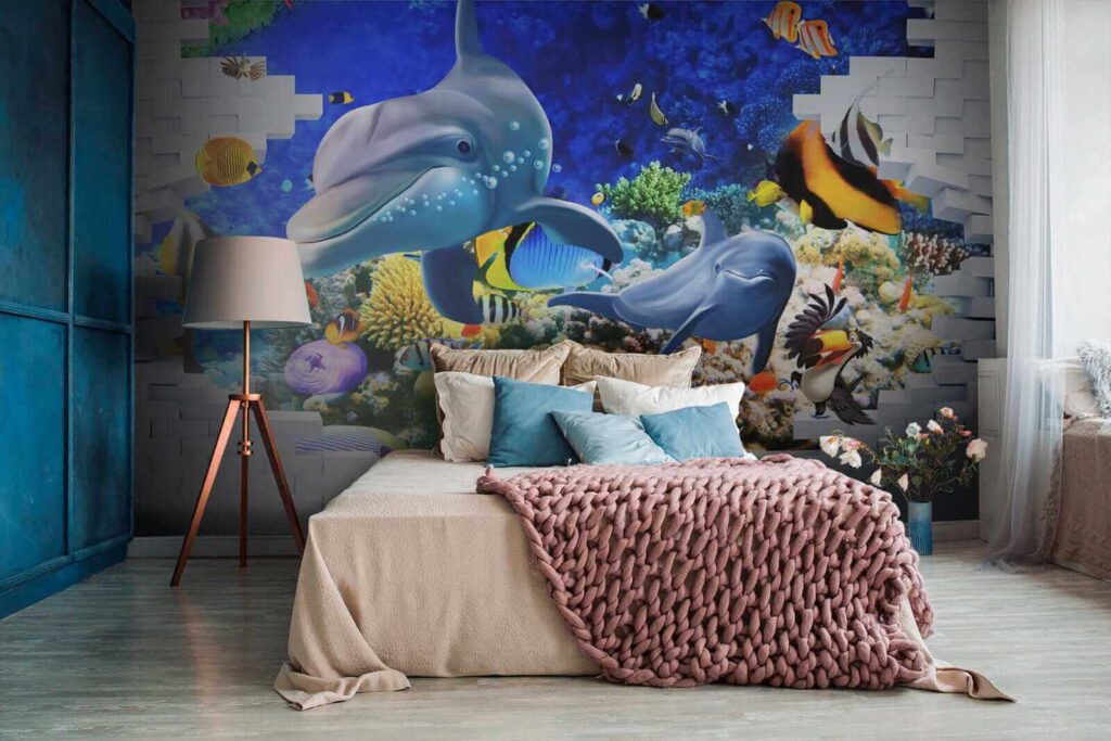 Mural cu un pește și delfini u40459pib2 1024x683 - Mural cu un pește și delfini - tegory
