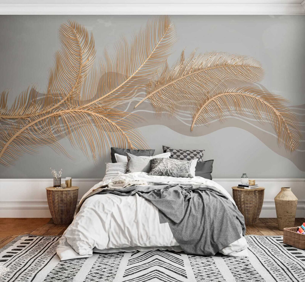 Elegant metallic feather illustration