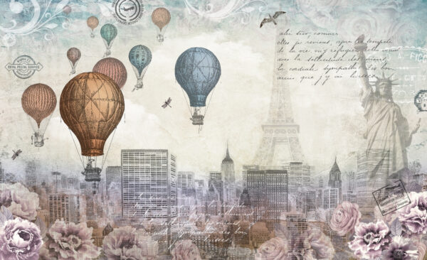Cityscape cu baloane cu aer cald Cityscape cu baloane cu aer cald