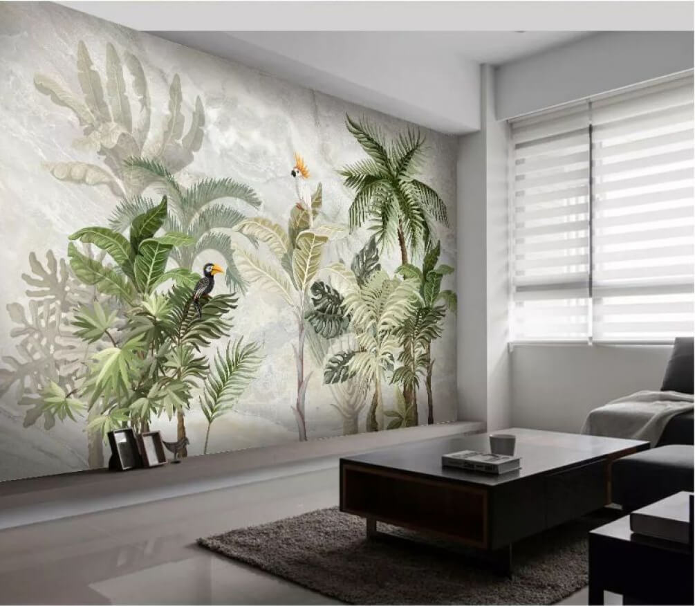 Mural of a tropical forest