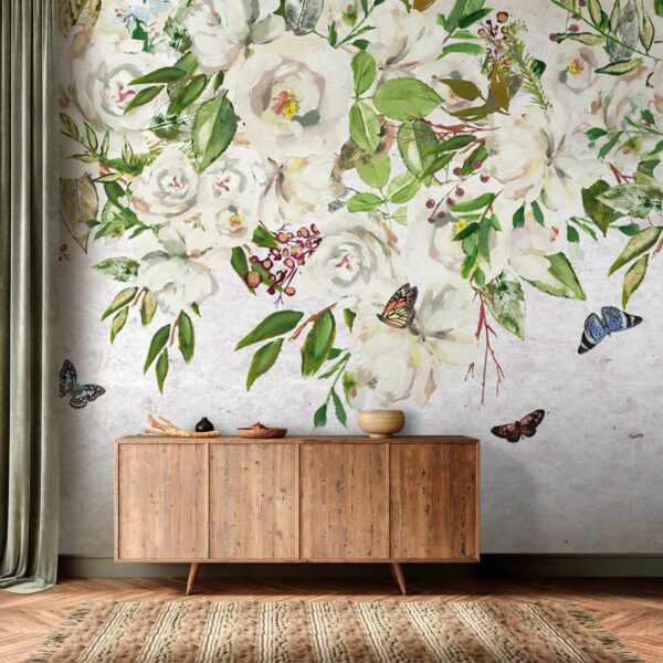 Pictură de flori albe și fluturi u33223pih1 600x600 - Pictură de flori albe și fluturi - tegory