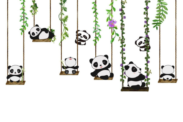 Grup de panda pe leagăne u32772p 600x400 - Grup de panda pe leagăne