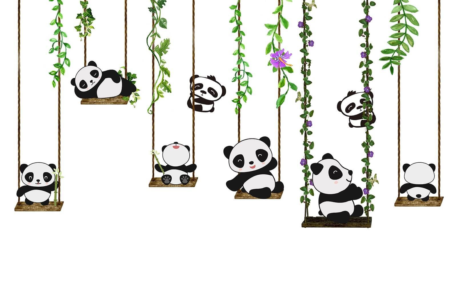 Grup de panda pe leagăne u32772p - Grup de panda pe leagăne