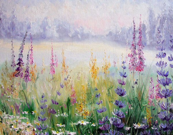 Pictura de flori într-un câmp Pictura de flori într-un câmp