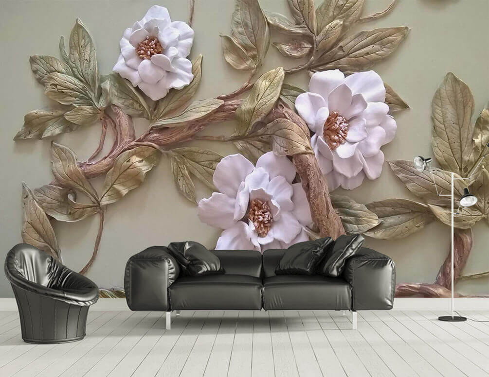 Decor de perete cu flori și frunze u28623pig1m - Decor de perete cu flori și frunze - tegory
