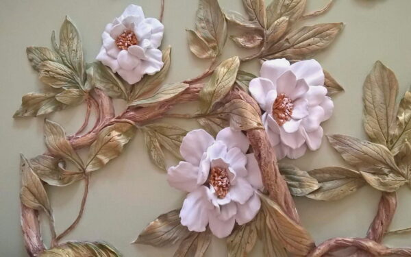 Decor de perete cu flori și frunze u28623p 600x375 - Decor de perete cu flori și frunze - tegory