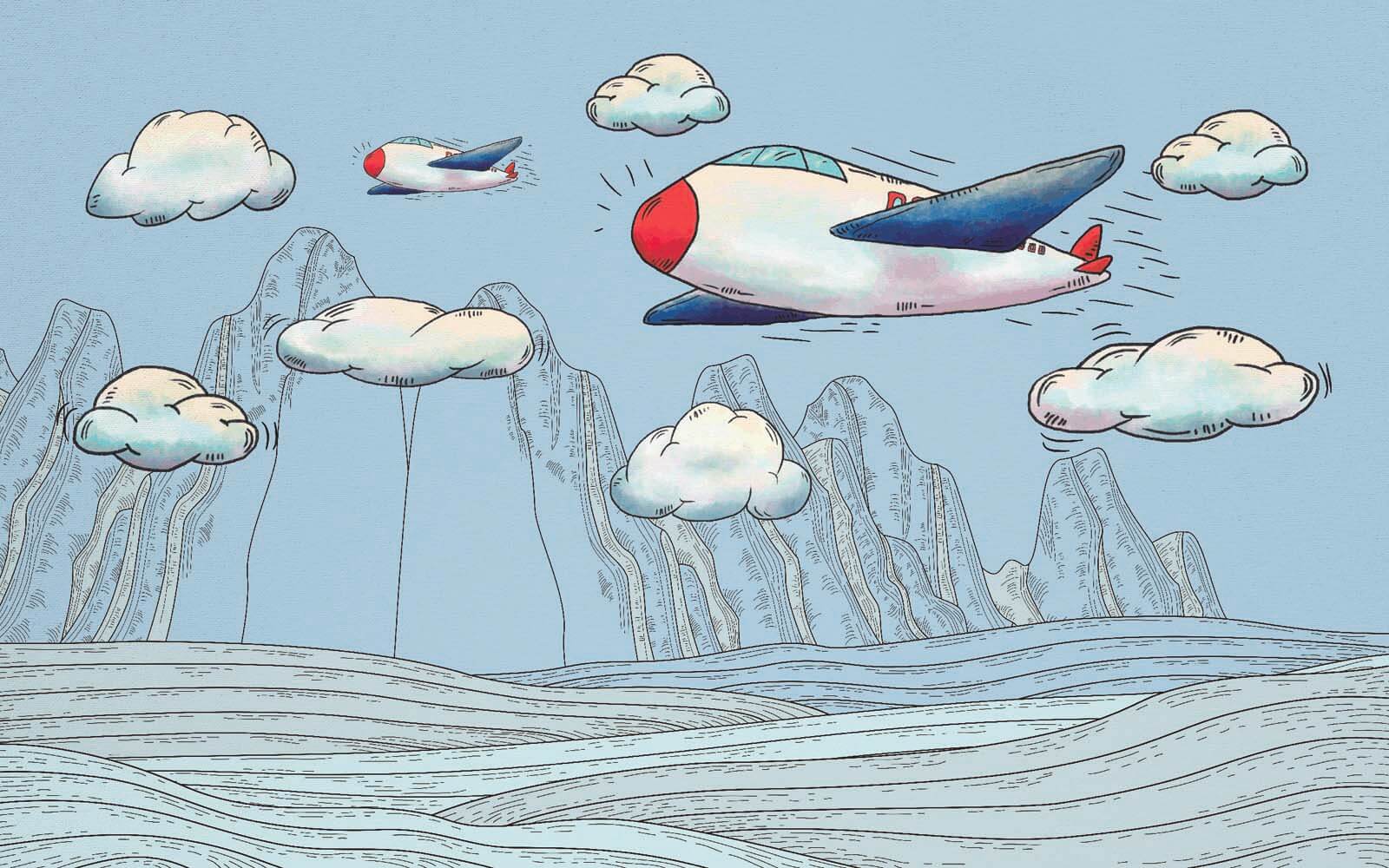 u28105p - Desen animat de avioane care zboară peste munți - tegory