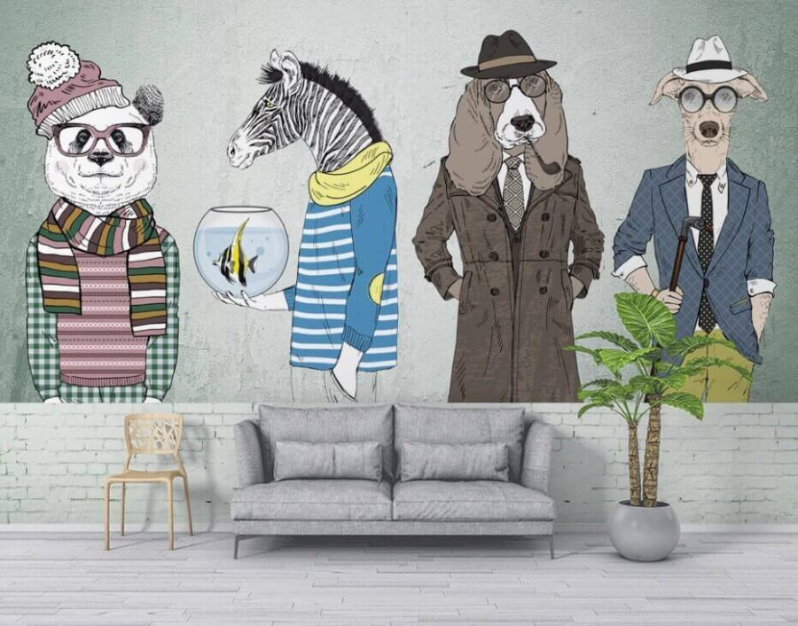 Perete cu capete de animale
