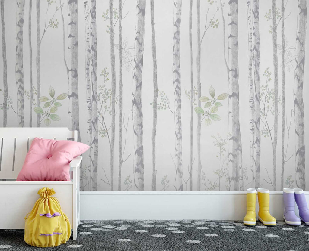 Wallpaper with trees and leaves