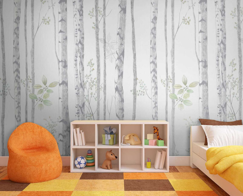 Wallpaper with trees and leaves