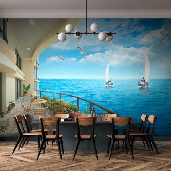 Balcon cu vedere la ocean și bărci Balcon cu vedere la ocean și bărci