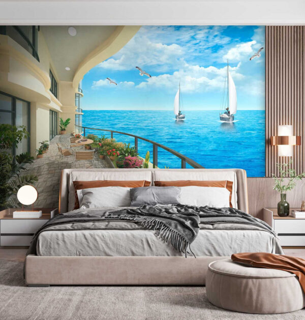 Balcon cu vedere la ocean și bărci Balcon cu vedere la ocean și bărci