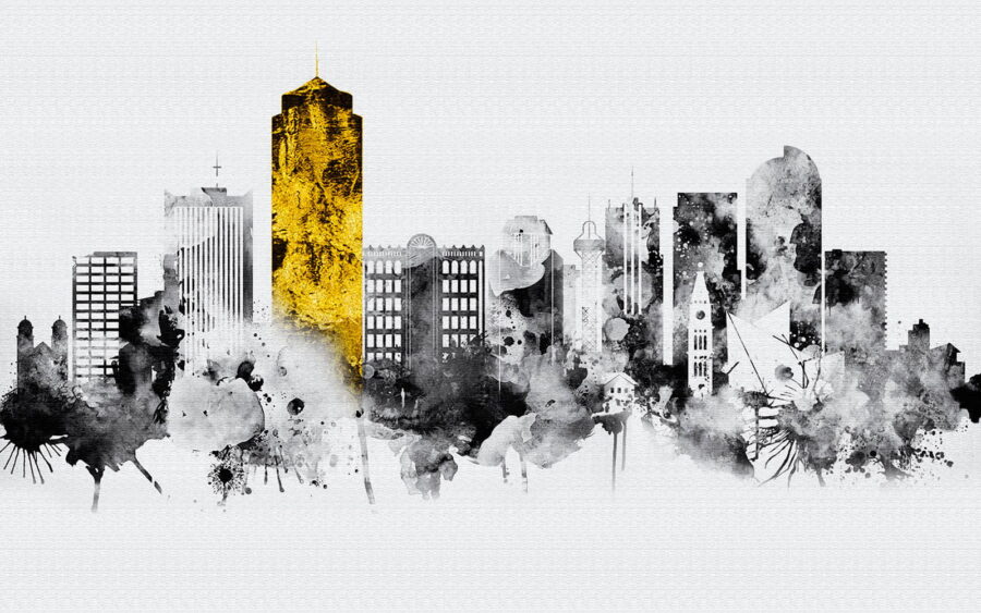Peisaj urban alb-negru