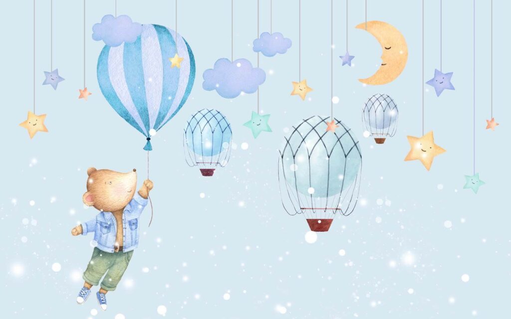 Urs de desene animate care ține un balon Urs de desene animate care ține un balon